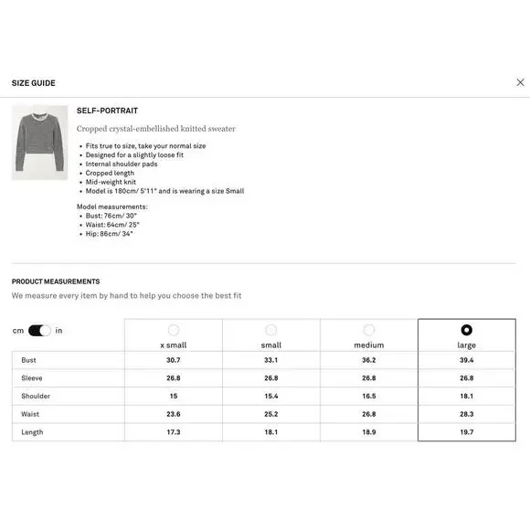 SELF-PORTRAIT Cropped crystal-embellished knitted sweater Gray Size Large - Picture 4 of 11